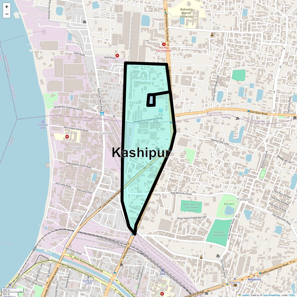 Location Map of Kashipur, Kolkata