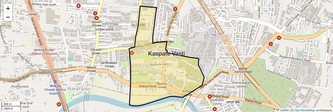 Location Map of Kaspate Vasti, Pune