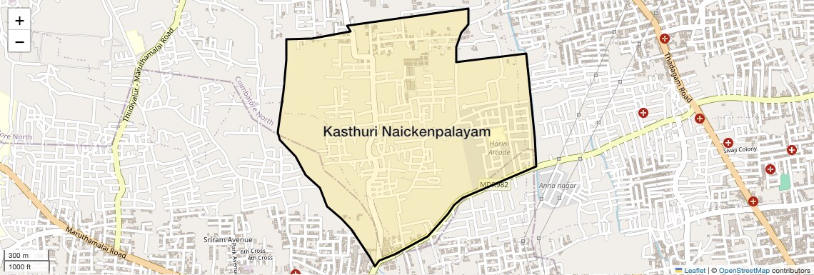Location Map of Kasthuri Naickenpalayam, Coimbatore