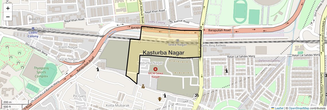 Location Map of Kasturba Nagar, Delhi