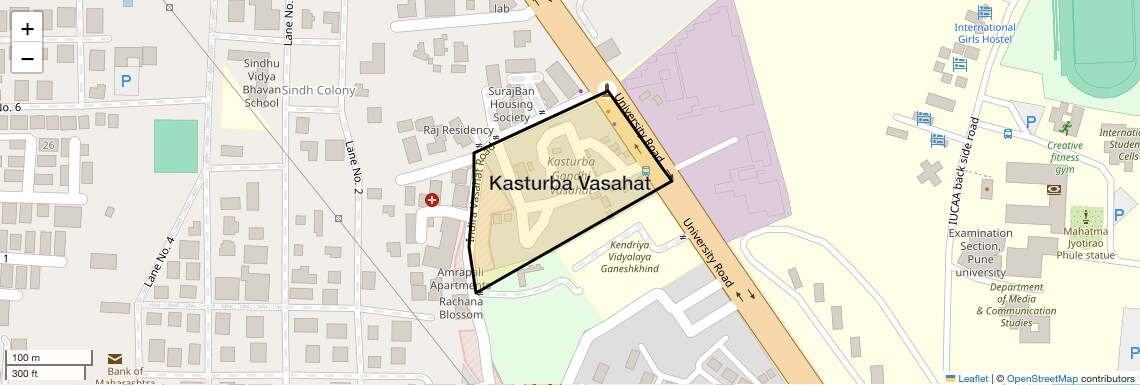 Location Map of Kasturba Vasahat, Pune