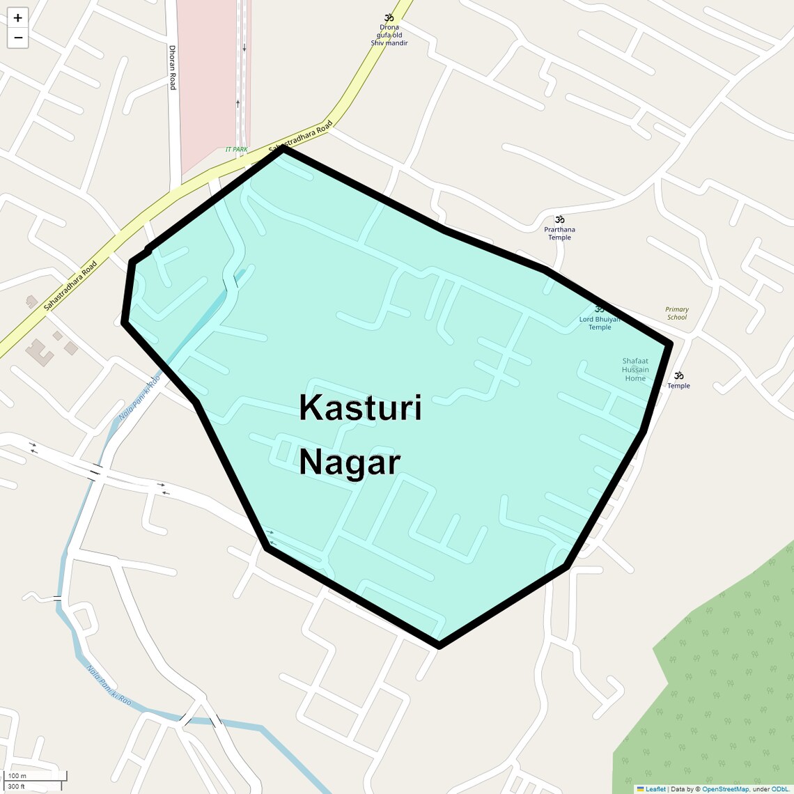 Location Map of Kasturi Nagar, Dehradun