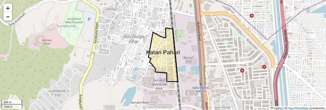 Location Map of Katan Pahari, Faridabad
