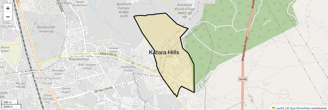 Location Map of Katara Hills, Bhopal