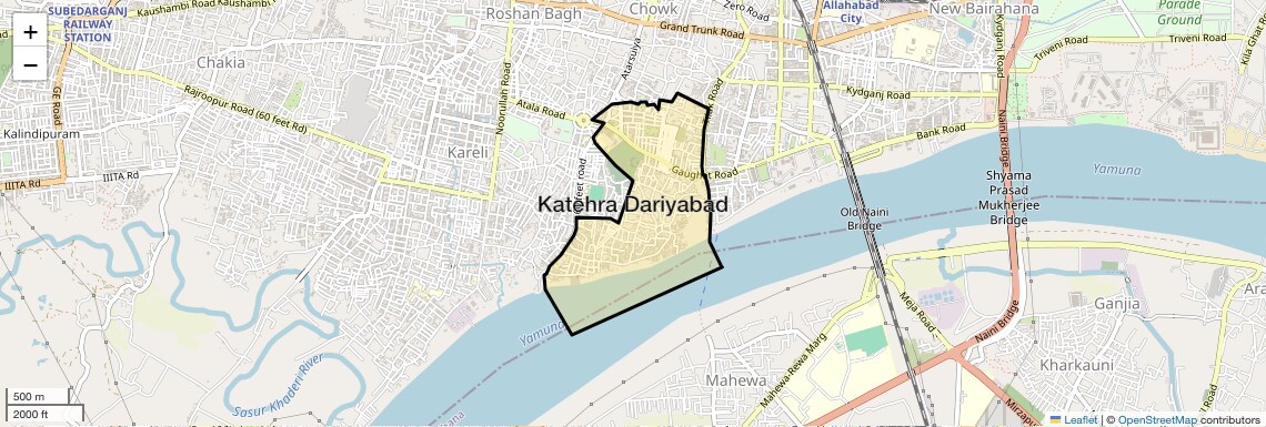Location Map of Katehra Dariyabad, Allahabad