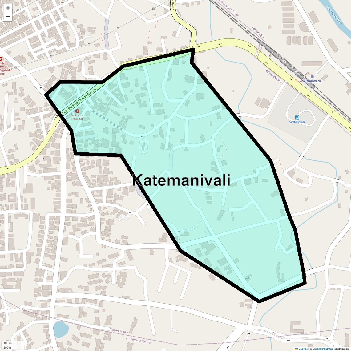 Location Map of Katemanivali, Thane