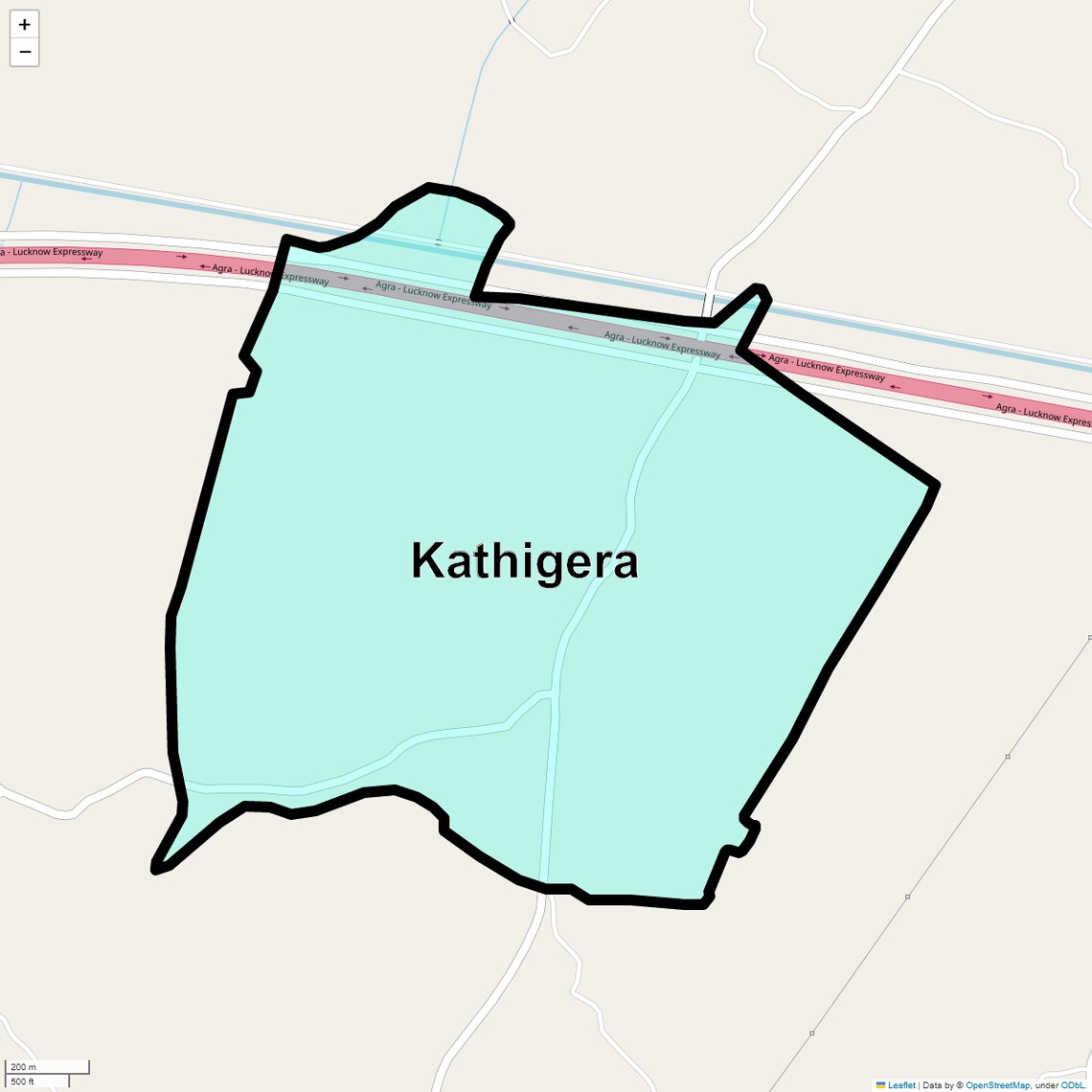 Location Map of Kathigera, Lucknow