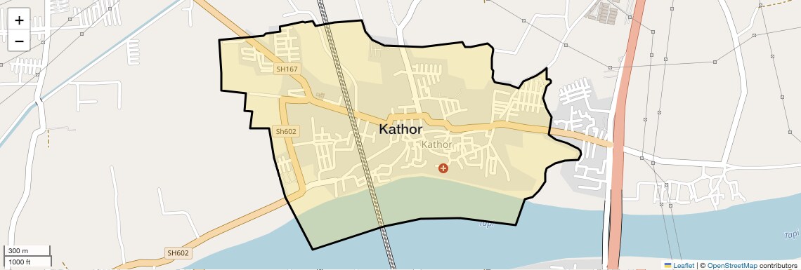 Location Map of Kathor, Surat