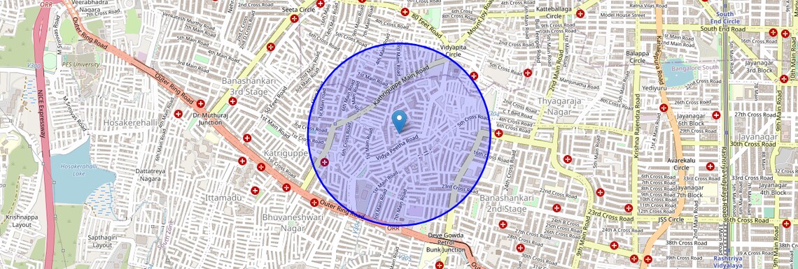 Location Map of Kathriguppe, Bangalore
