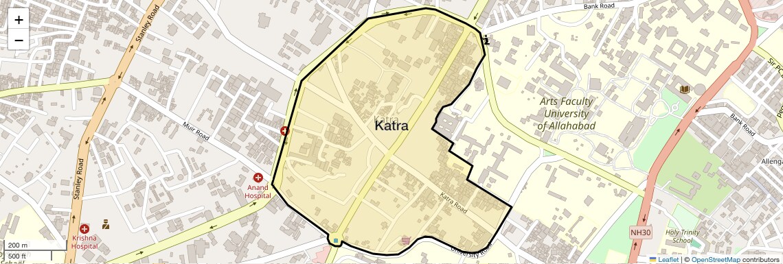 Location Map of Katra, Allahabad