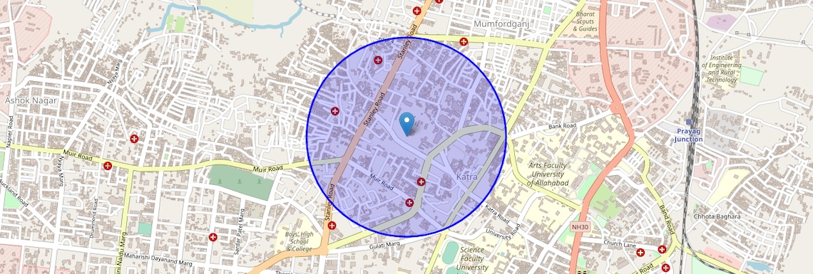 Location Map of Katra, Allahabad