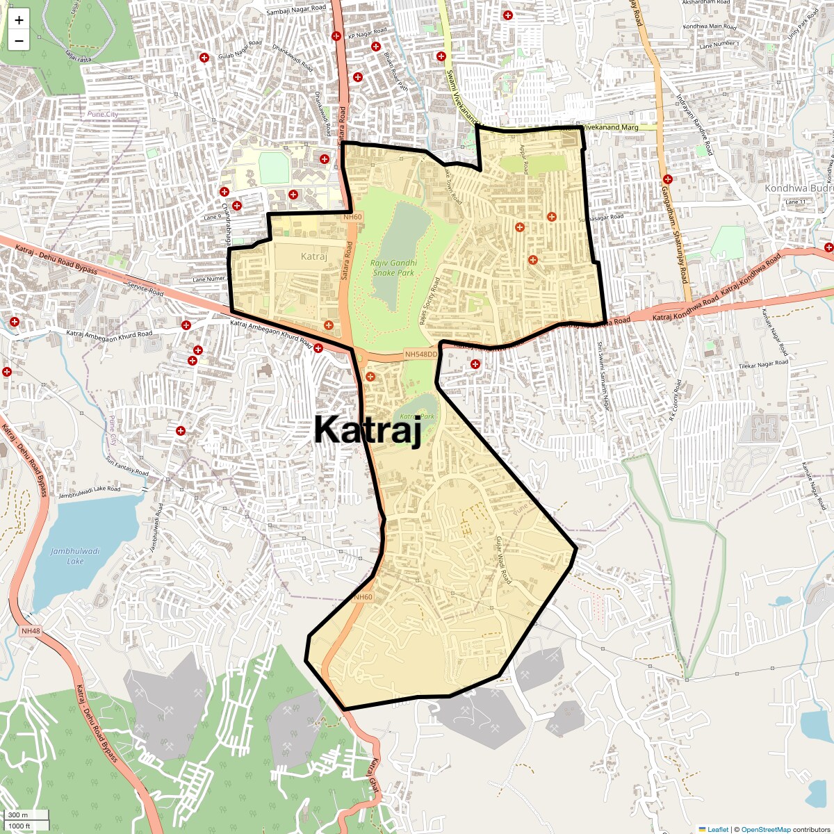 Location Map of Katraj, Pune