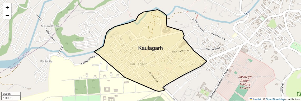 Location Map of Kaulagarh, Dehradun