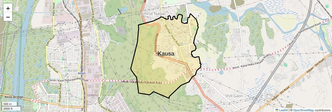 Location Map of Kausa, Thane