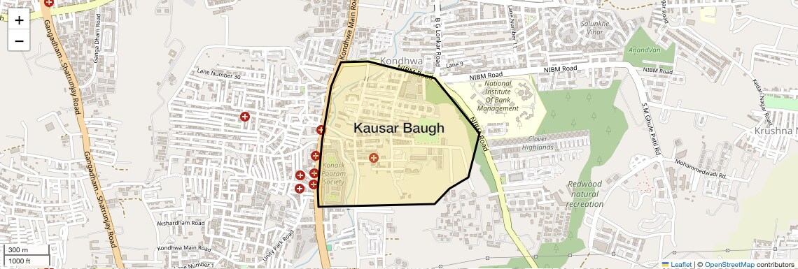 Location Map of Kausar Baugh, Pune