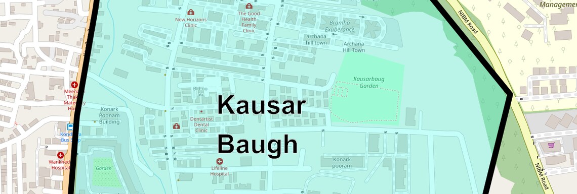 Location Map of Kausar Baugh, Pune