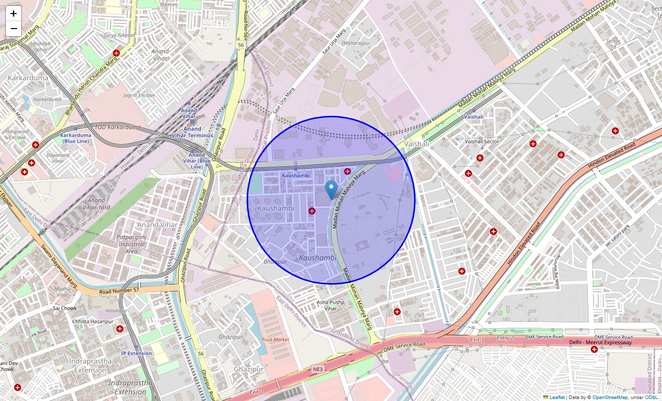 Location Map of Kaushambi, Ghaziabad