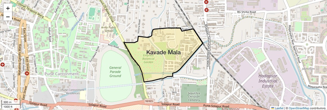 Location Map of Kavade Mala, Pune