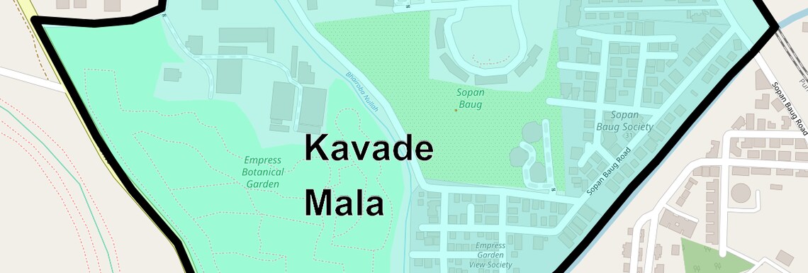 Location Map of Kavade Mala, Pune