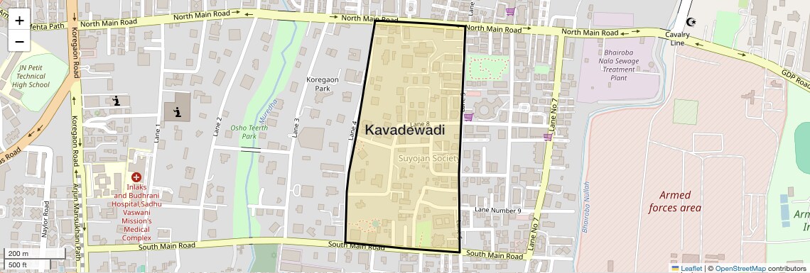 Location Map of Kavadewadi, Pune