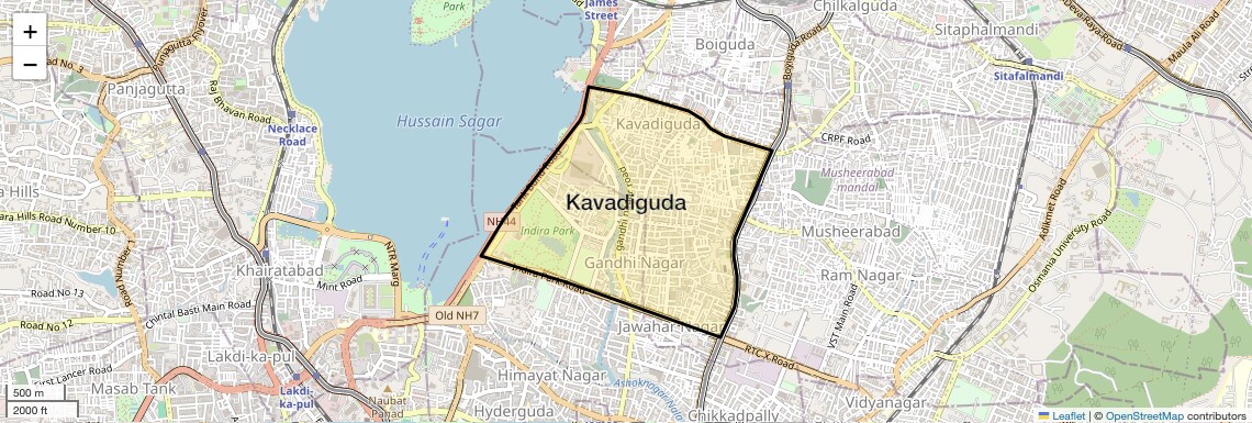 Location Map of Kavadiguda, Hyderabad