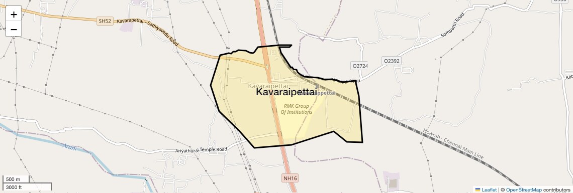 Location Map of Kavaraipettai, Chennai