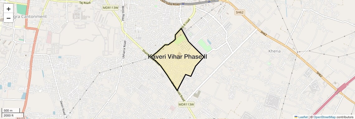 Location Map of Kaveri Vihar Phase ii, Agra