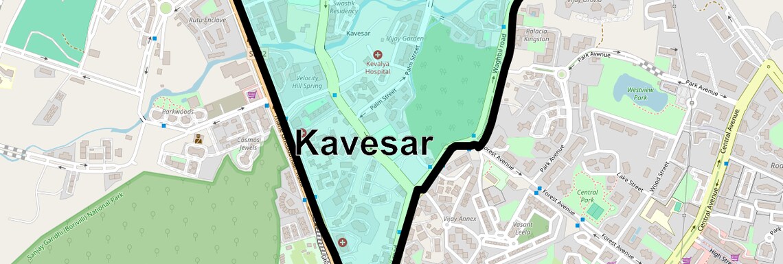 Location Map of Kavesar, Thane