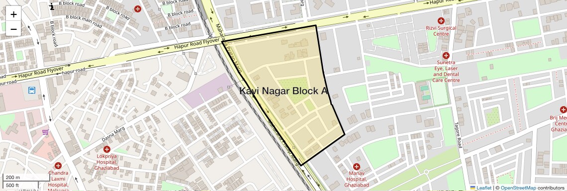 Location Map of Kavi Nagar Block A, Ghaziabad