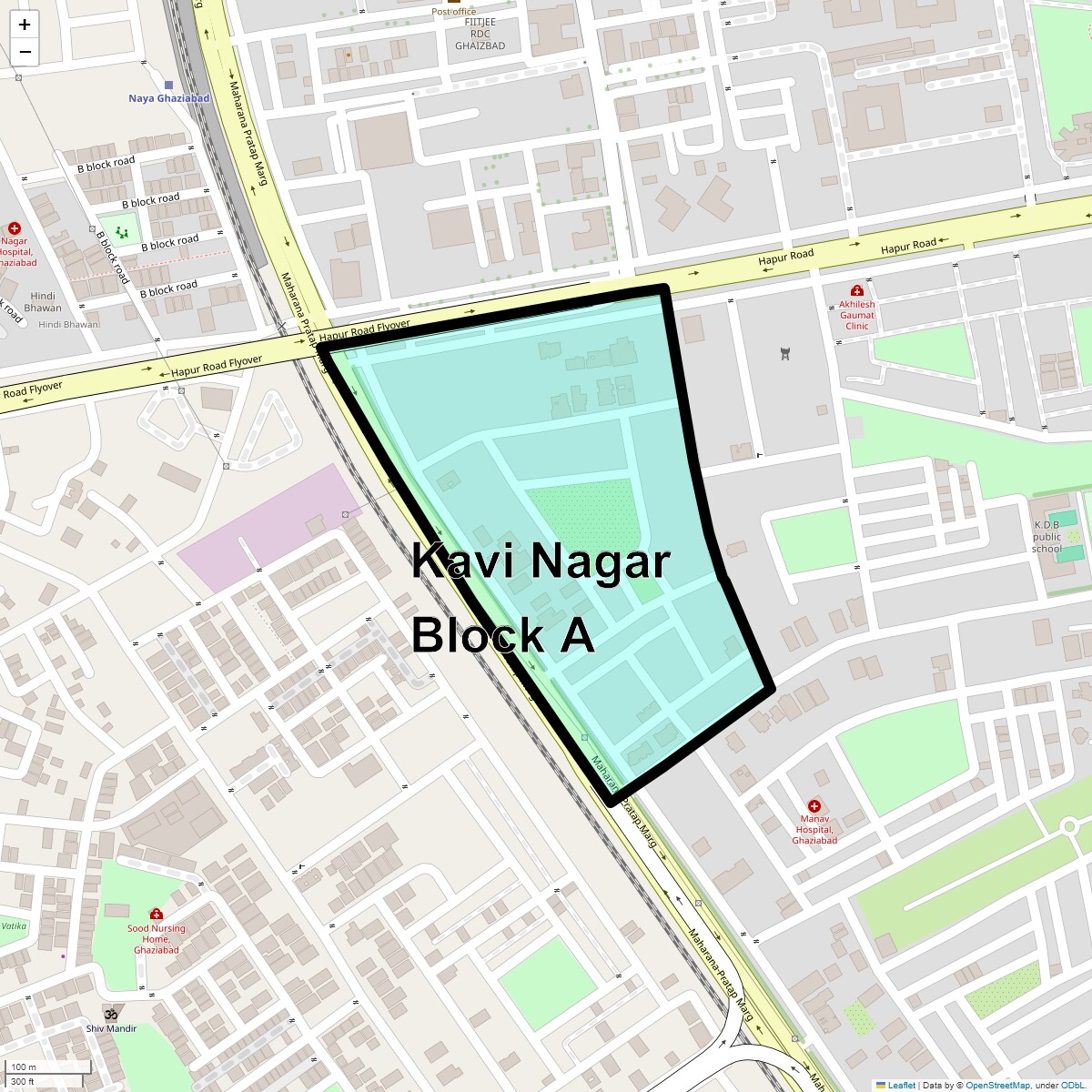 Location Map of Kavi Nagar Block A, Ghaziabad