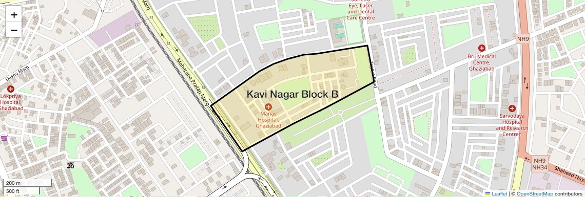 Location Map of Kavi Nagar Block B, Ghaziabad