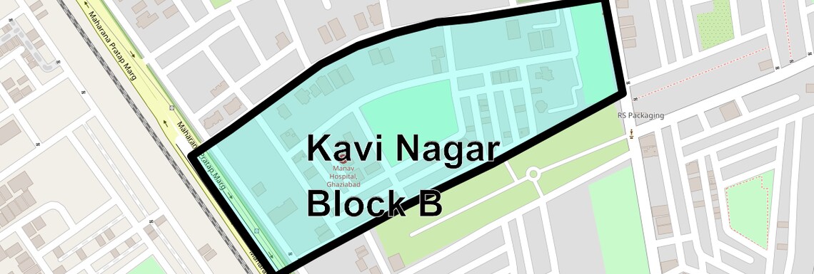 Location Map of Kavi Nagar Block B, Ghaziabad