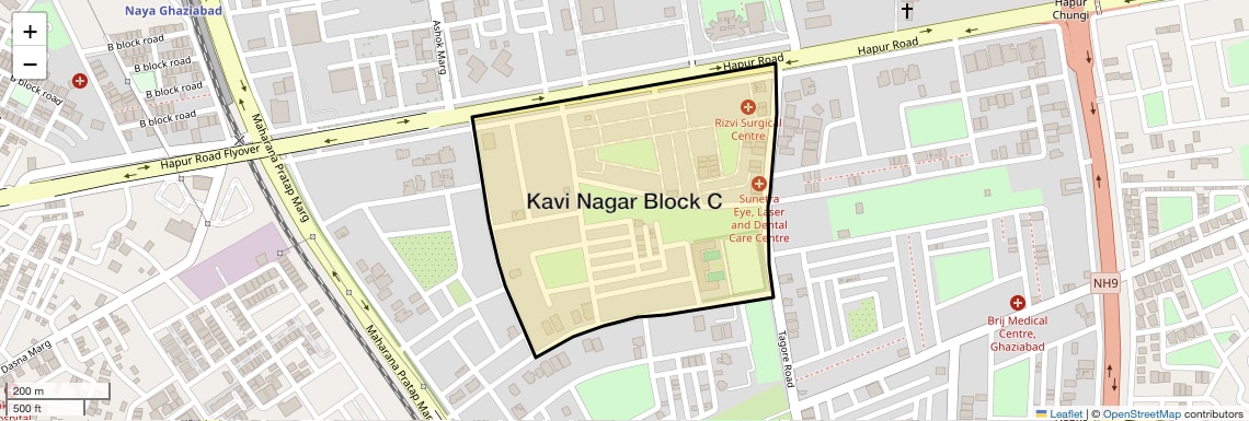 Location Map of Kavi Nagar Block C, Ghaziabad