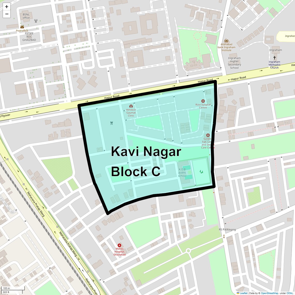 Location Map of Kavi Nagar Block C, Ghaziabad