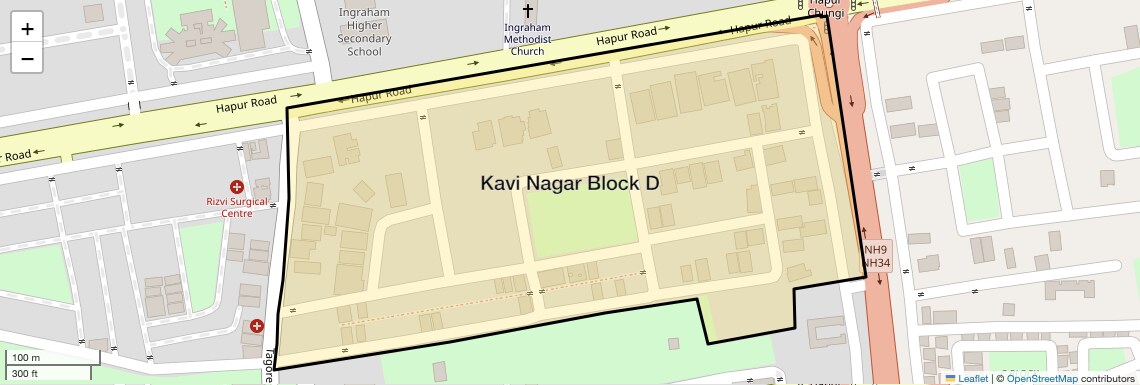 Location Map of Kavi Nagar Block D, Ghaziabad