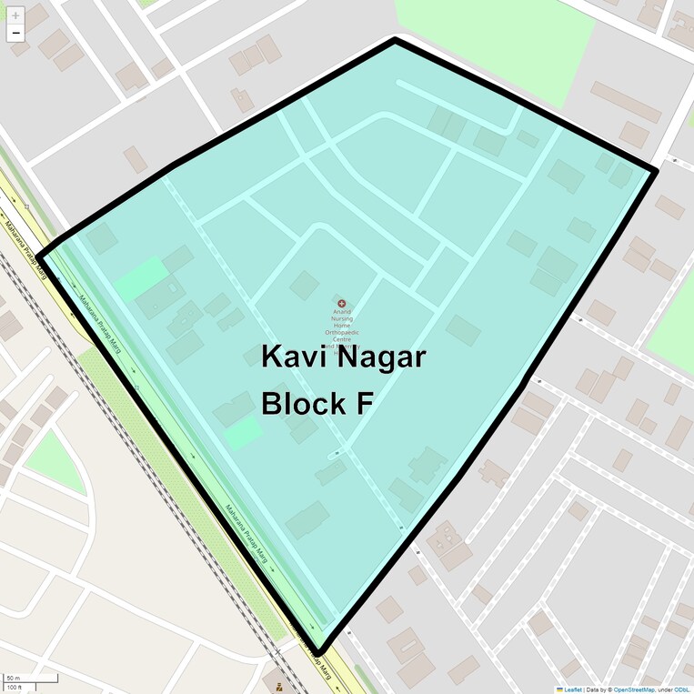 Location Map of Kavi Nagar Block F