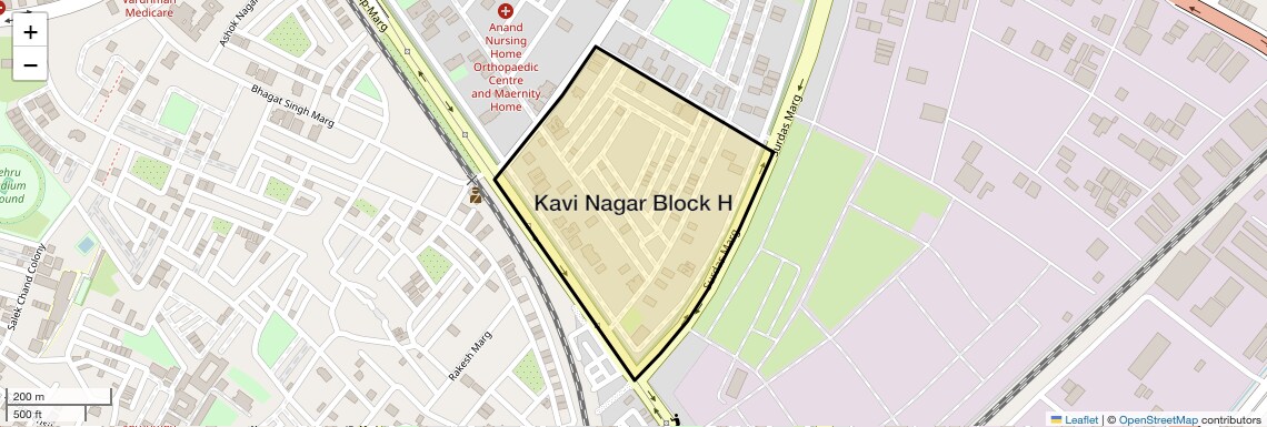 Location Map of Kavi Nagar Block H, Ghaziabad