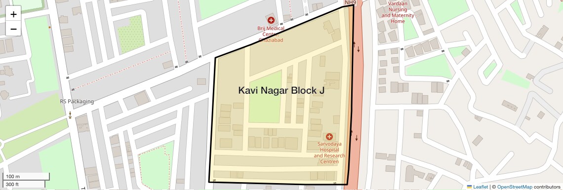 Location Map of Kavi Nagar Block J, Ghaziabad