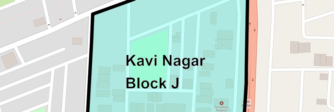 Location Map of Kavi Nagar Block J, Ghaziabad