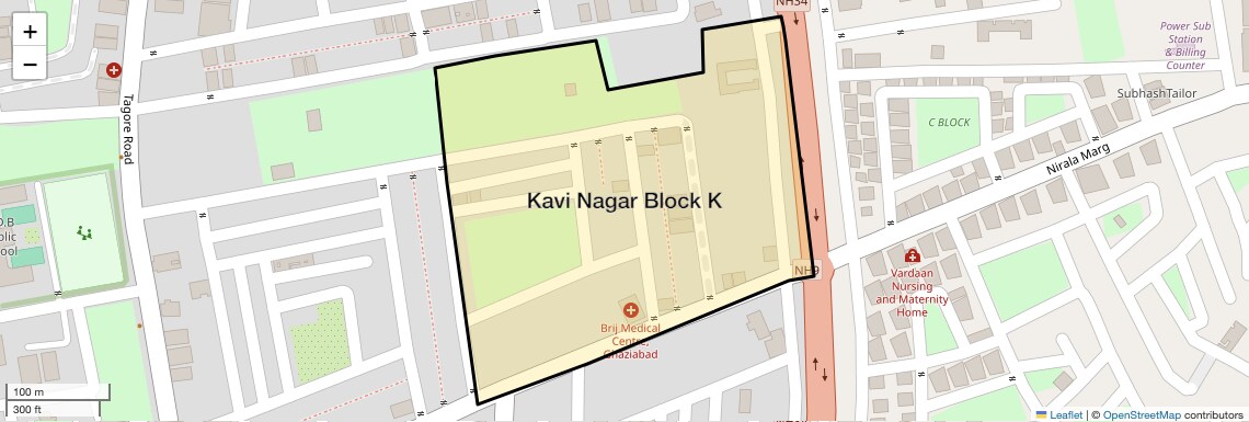 Location Map of Kavi Nagar Block K, Ghaziabad