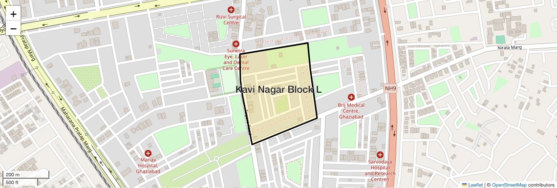Location Map of Kavi Nagar Block L, Ghaziabad