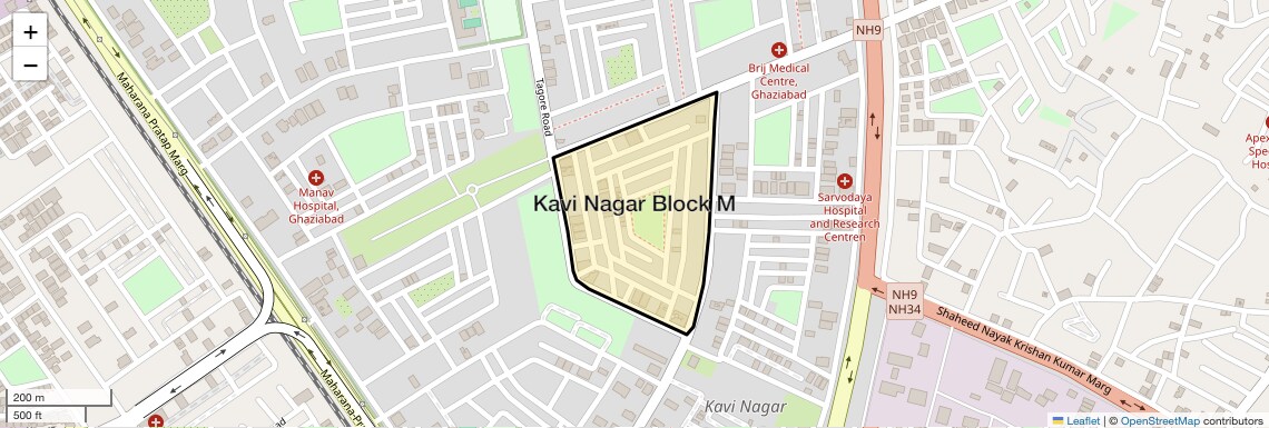 Location Map of Kavi Nagar Block M, Ghaziabad