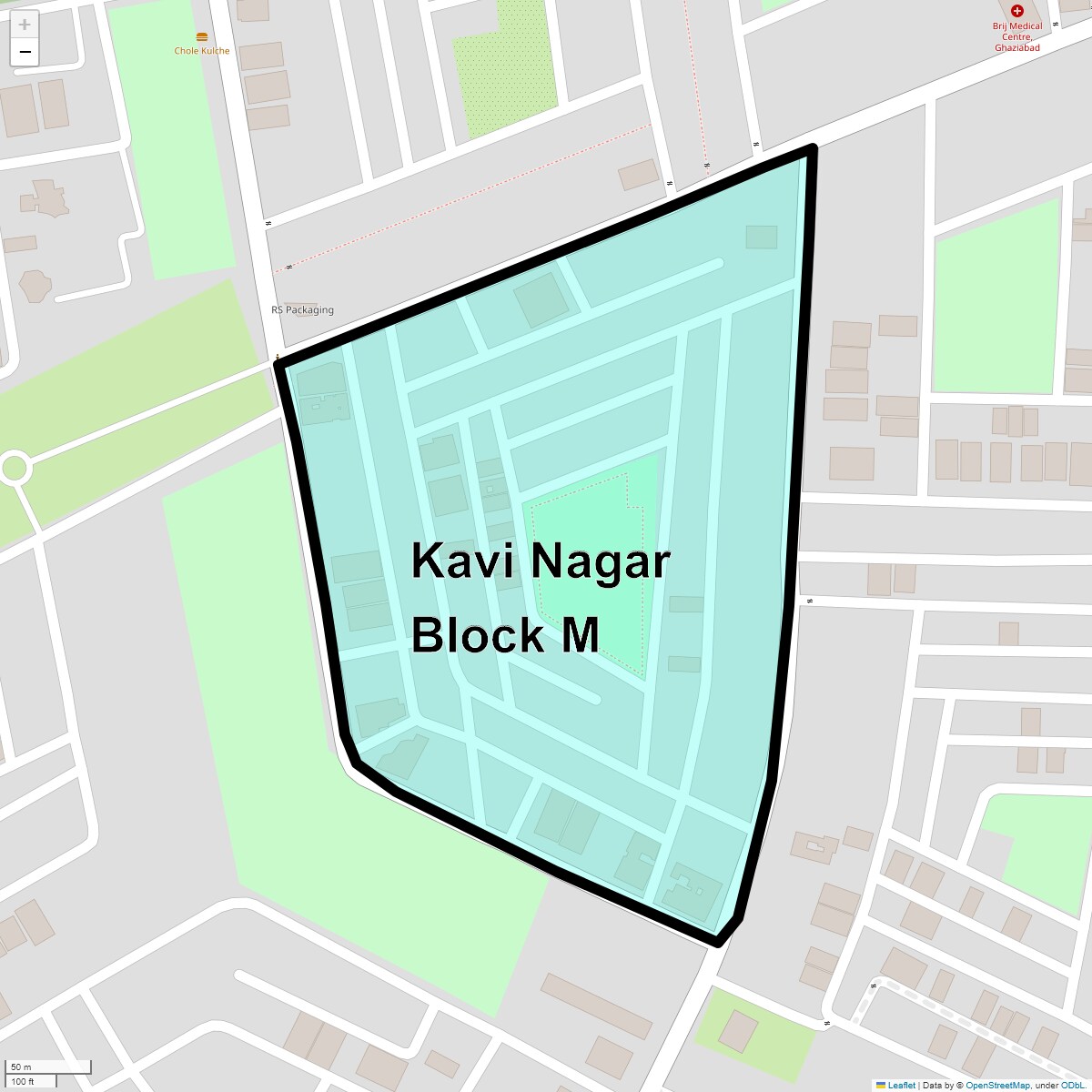 Location Map of Kavi Nagar Block M, Ghaziabad