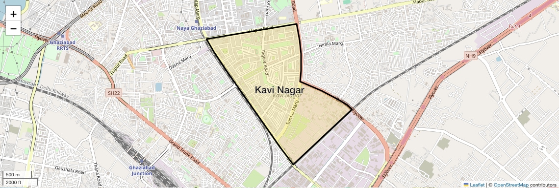 Location Map of Kavi Nagar, Ghaziabad
