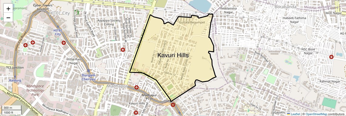 Location Map of Kavuri Hills, Hyderabad