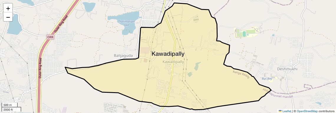 Location Map of Kawadipally, Hyderabad