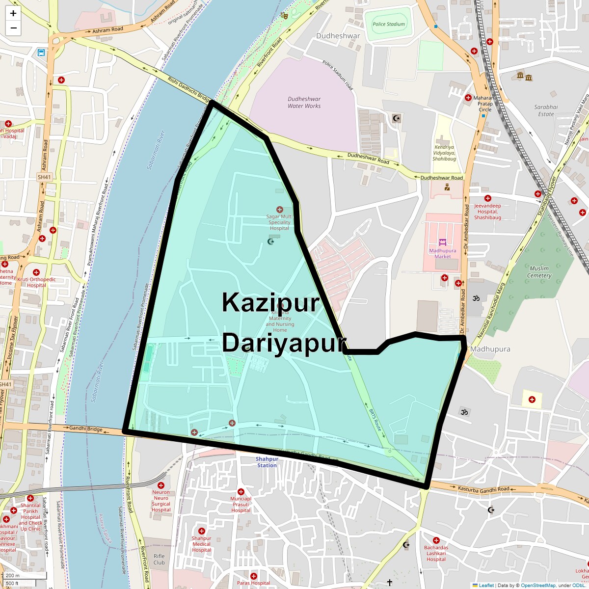 Location Map of Kazipur Dariyapur, Ahmedabad