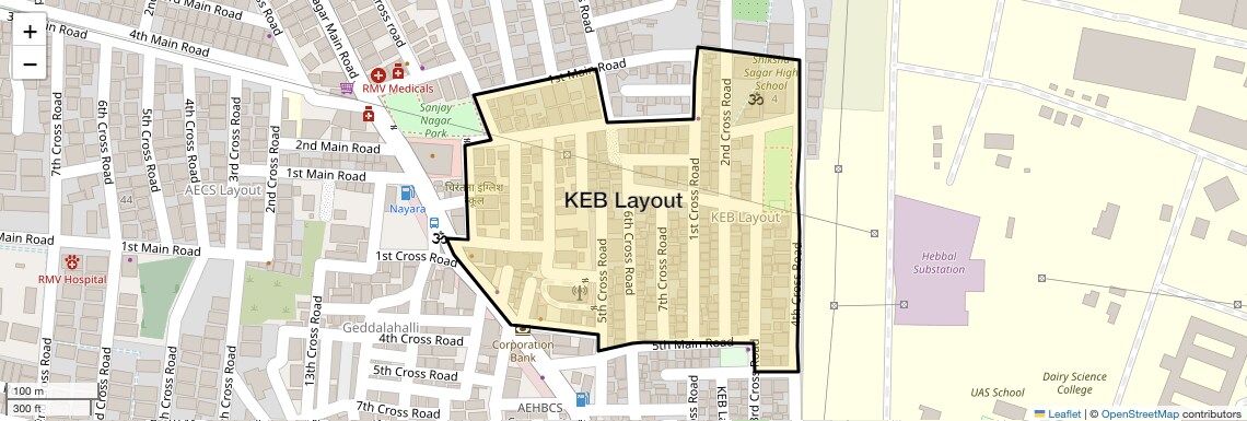 Location Map of KEB Layout, Bangalore