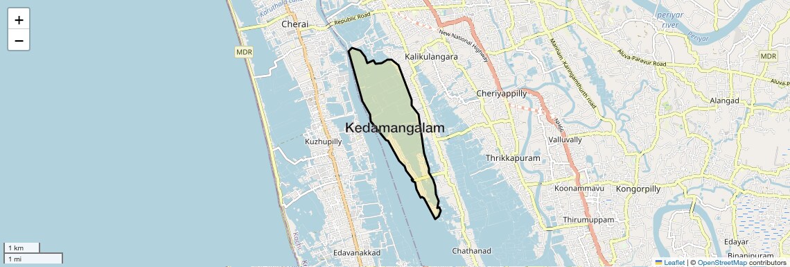Location Map of Kedamangalam, Kochi
