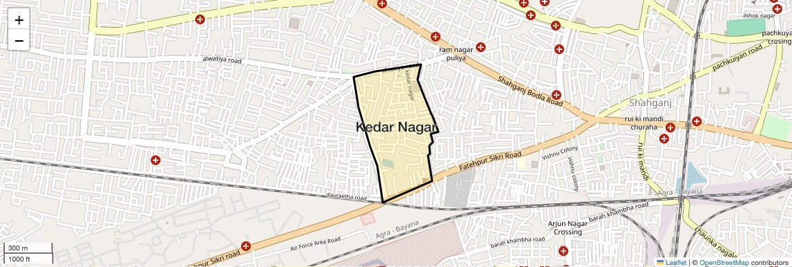 Location Map of Kedar Nagar, Agra